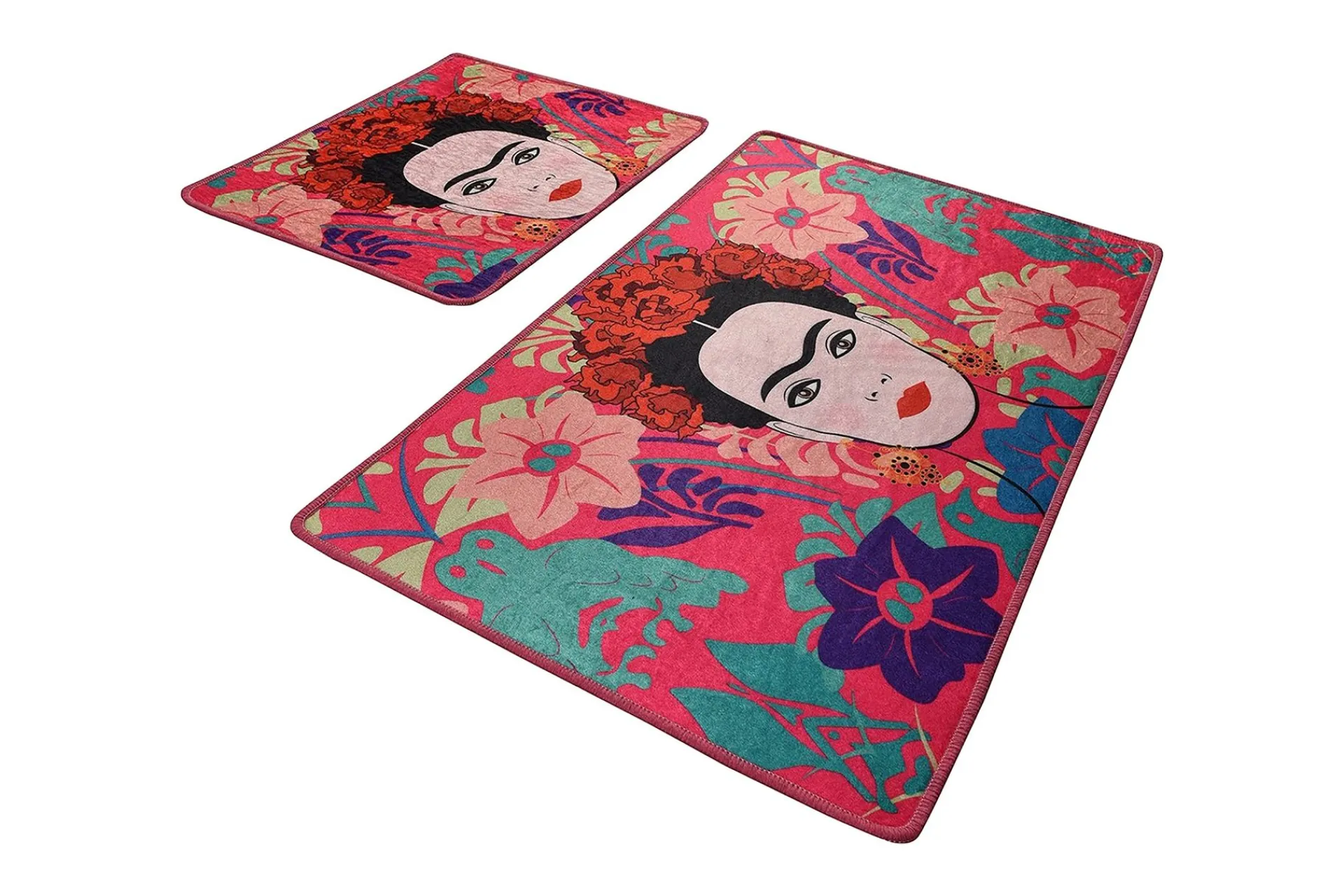 Baderomsmatte|Baderomsmatte-Niyanna Badematte 2-pk Rosa/Flerfarget