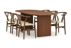Bark Spisegrupper-Noira Oval Spisegruppe 220 cm Valnøtt med 6 Dastoori Spisestoler Brun