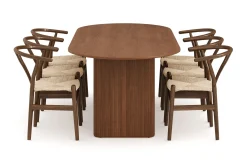 Bark Spisegrupper-Noira Oval Spisegruppe 220 cm Valnøtt med 6 Dastoori Spisestoler Brun
