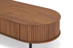 Bark Sofabord-Noira Ovalt Sofabord Valnøtt 118x60 cm med oppbevaringsskuff Brun