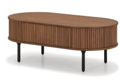 Bark Sofabord-Noira Ovalt Sofabord Valnøtt 118x60 cm med oppbevaringsskuff Brun