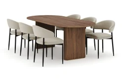 Bark Spisegrupper-Noira Ovalt Spisebord 220 cm med 6 Sawako Stoler Brun