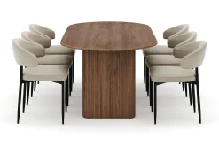 Bark Spisegrupper-Noira Ovalt Spisebord 220 cm med 6 Sawako Stoler Brun