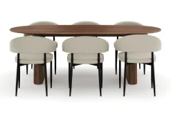 Bark Spisegrupper-Noira Ovalt Spisebord 220 cm med 6 Sawako Stoler Brun
