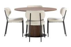 Basic Home Noira Spisebord 120 cm Valnøtt Rundt med 4 Gemmiano Spisestoler