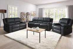 Comfort Living 2 Seter Sofa-Norbo Liten Reclinersofa 2-seter Kunstskinn - Fällbar sofa - Kinosofa Svart