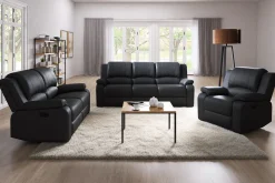 Comfort Living 2 Seter Sofa-Norbo Liten Reclinersofa 2-seter Kunstskinn - Fällbar sofa - Kinosofa Svart