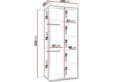 Norrebon Garderobe med Speil 100x235 cm