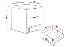 Gangbord|Avlastningsbord-Novaj Sengbord 35 cm Hvit