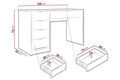 Sminkebord & Toalettbord-Novaj Sminkebord med oppbevaring 55 cm dyp 120 cm bred Hvit