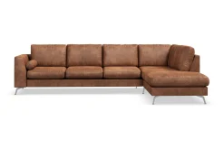 Scandinavian Choice Sofa Med Sjeselong-Ocean Lyx 5-seters Høyrevendt L-formet Sjeselongsofa i Kunstlær Brun