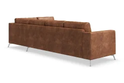 Scandinavian Choice Sofa Med Sjeselong-Ocean Lyx 5-seters Høyrevendt L-formet Sjeselongsofa i Kunstlær Brun