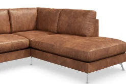 Scandinavian Choice Sofa Med Sjeselong-Ocean Lyx 5-seters Høyrevendt L-formet Sjeselongsofa i Kunstlær Brun