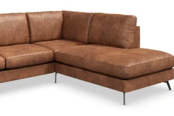 Scandinavian Choice Ocean Lyx 6-seters Høyrevendt U-formet Sofa med Divan og Sjeselong + Fotskammel i Kunstlær