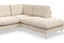 Scandinavian Choice Velour Sofa & Fløyel Sofa-Ocean Lyx 6-seters Høyrevendt U-formet Sofa med Divan og Sjeselong + Fotskammel i Fløyel Beige