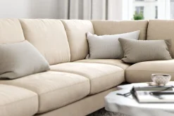 Scandinavian Choice Velour Sofa & Fløyel Sofa-Ocean Lyx 6-seters Høyrevendt U-formet Sofa med Divan og Sjeselong + Fotskammel i Fløyel Beige
