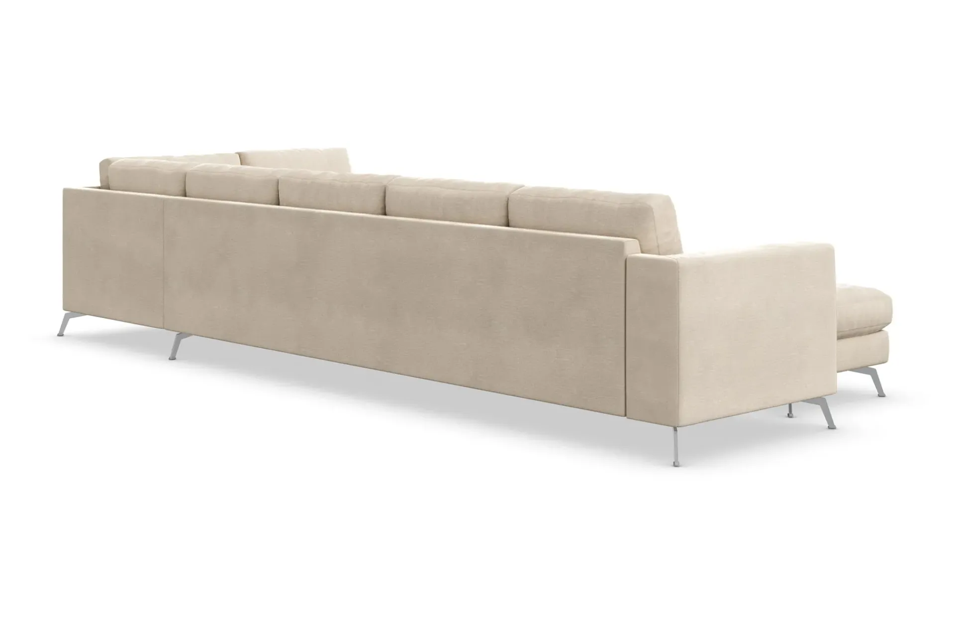 Scandinavian Choice Velour Sofa & Fløyel Sofa-Ocean Lyx 6-seters Høyrevendt U-formet Sofa med Divan og Sjeselong + Fotskammel i Fløyel Beige