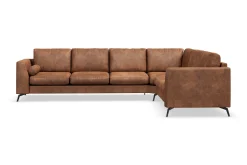 Scandinavian Choice Hjørnesofa-Ocean Lyx 5-seters Vendbar L-formet Hjørnesofa i Kunstlær Brun