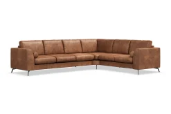 Scandinavian Choice Hjørnesofa-Ocean Lyx 5-seters Vendbar L-formet Hjørnesofa i Kunstlær Brun