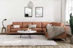 Scandinavian Choice Hjørnesofa-Ocean Lyx 5-seters Vendbar L-formet Hjørnesofa i Kunstlær Brun