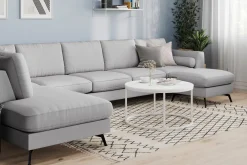 Scandinavian Choice Ocean Lyx 6-seters Venstrevendt U-formet Sofa med Divan og Sjeselong + Fotskammel i Stoff