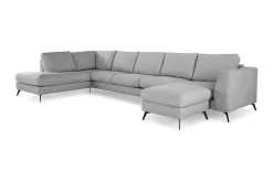 Scandinavian Choice Ocean Lyx 6-seters Venstrevendt U-formet Sofa med Divan og Sjeselong + Fotskammel i Stoff