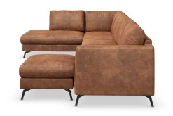Scandinavian Choice Sofa Med Sjeselong-Ocean Lyx 6-seters Venstrevendt U-formet Sofa med Divan og Sjeselong + Fotskammel i Kunstlær Brun