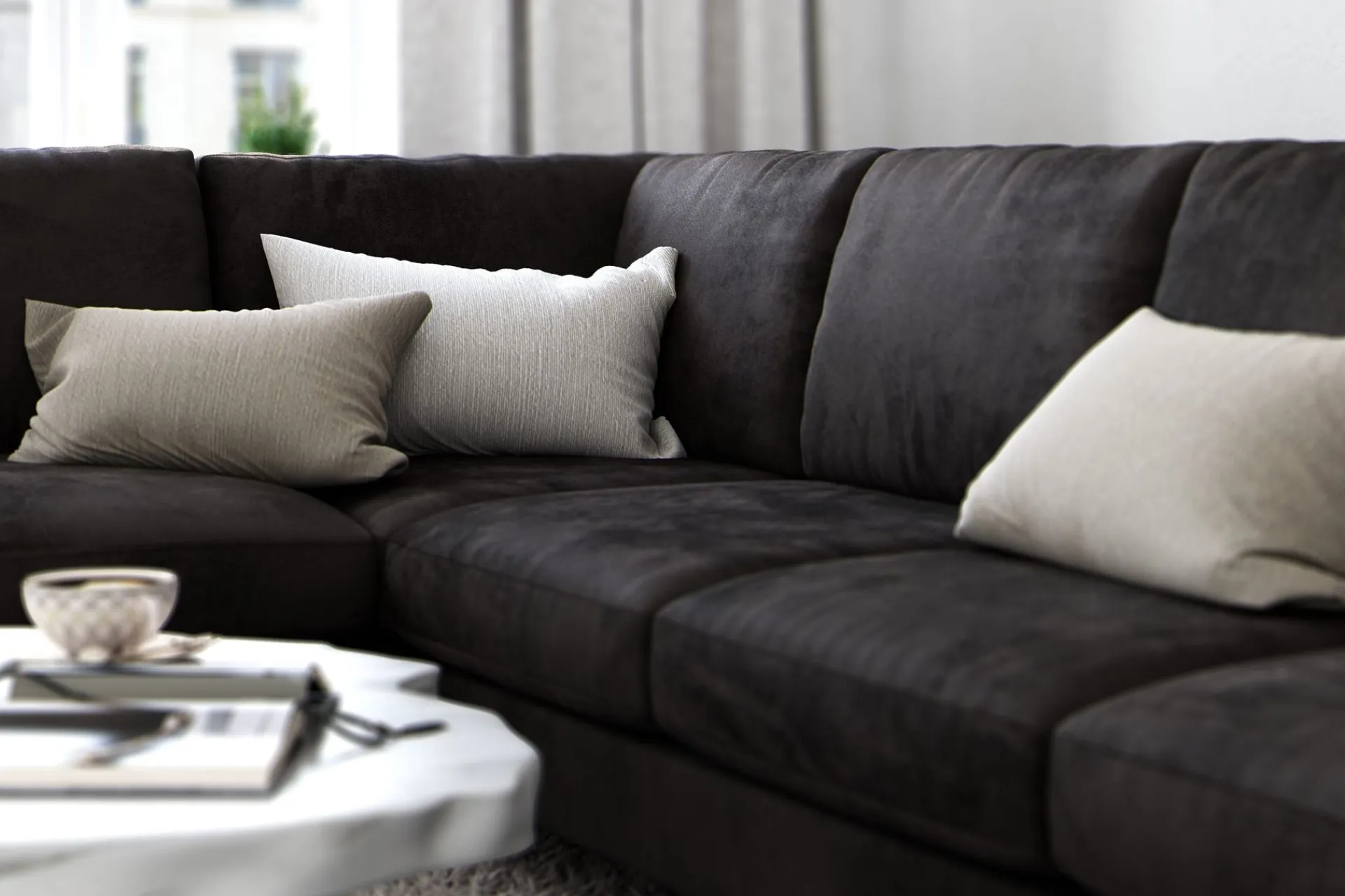 Scandinavian Choice Velour Sofa & Fløyel Sofa-Ocean Lyx 6-seters Venstrevendt U-formet Sofa med Divan og Sjeselong + Fotskammel i Fløyel Mörkbrun