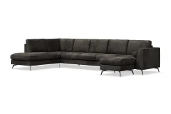 Scandinavian Choice Velour Sofa & Fløyel Sofa-Ocean Lyx 6-seters Venstrevendt U-formet Sofa med Divan og Sjeselong + Fotskammel i Fløyel Mörkbrun