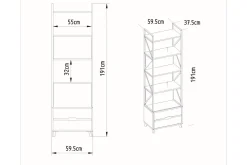 Bokhylle-Ocotla Bokhylle 60x35 cm 5 Hyller Hvit