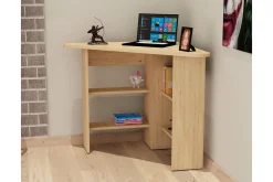 Kontorbord-Oderzo Hjørneskrivebord 80 cm med Oppbevaringshyller Blå,Tre/Natur