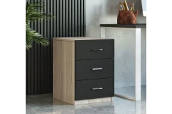 Kontorbord-Okani Skrivebord 140 cm med oppbevaring og fotskammel Natur,Svart