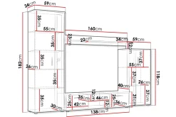 Olerum TV-møbelsett 256x40 cm
