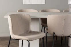 Venture Home Spisegrupper-Olga Matgruppe 200 cm Rektangulær med 6 Modesto Stoler Beige,Hvit