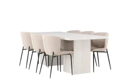 Venture Home Spisegrupper-Olga Matgruppe 200 cm Rektangulær med 6 Modesto Stoler Beige,Hvit