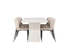 Venture Home Spisegrupper-Olga Matgruppe 200 cm Rektangulær med 6 Modesto Stoler Beige,Hvit