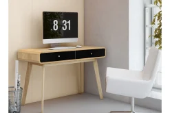 Kontorbord-Olivet Skrivebord 120 cm Natur,Svart