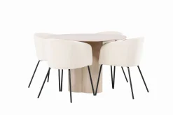 Venture Home Spisegrupper-Olivia Matgruppe 110 cm Rund med 4 Berit Stoler Beige,Whitewash