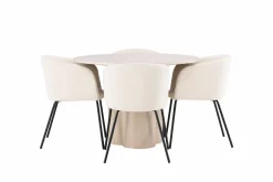 Venture Home Spisegrupper-Olivia Matgruppe 110 cm Rund med 4 Berit Stoler Beige,Whitewash