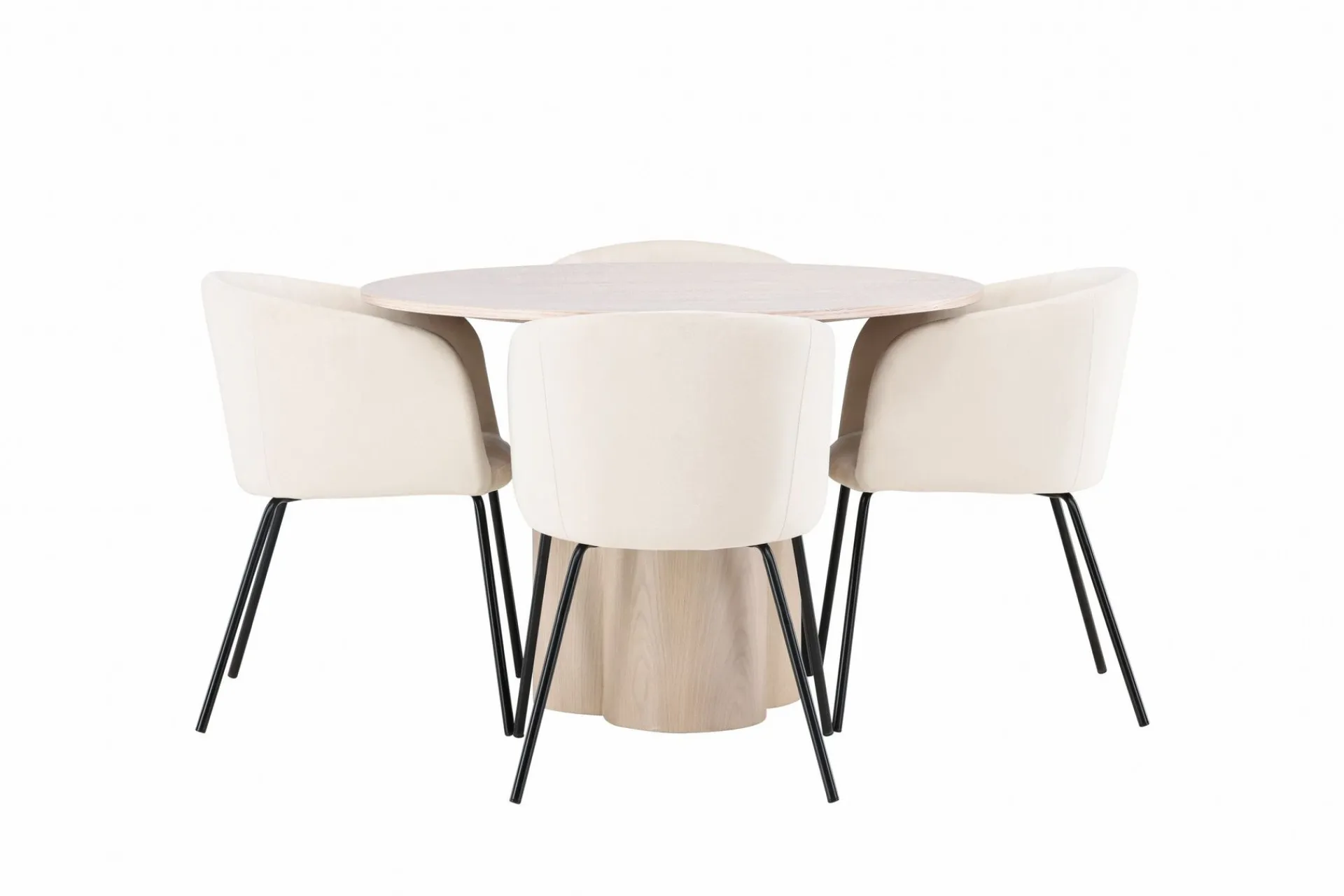 Venture Home Spisegrupper-Olivia Matgruppe 110 cm Rund med 4 Berit Stoler Beige,Whitewash