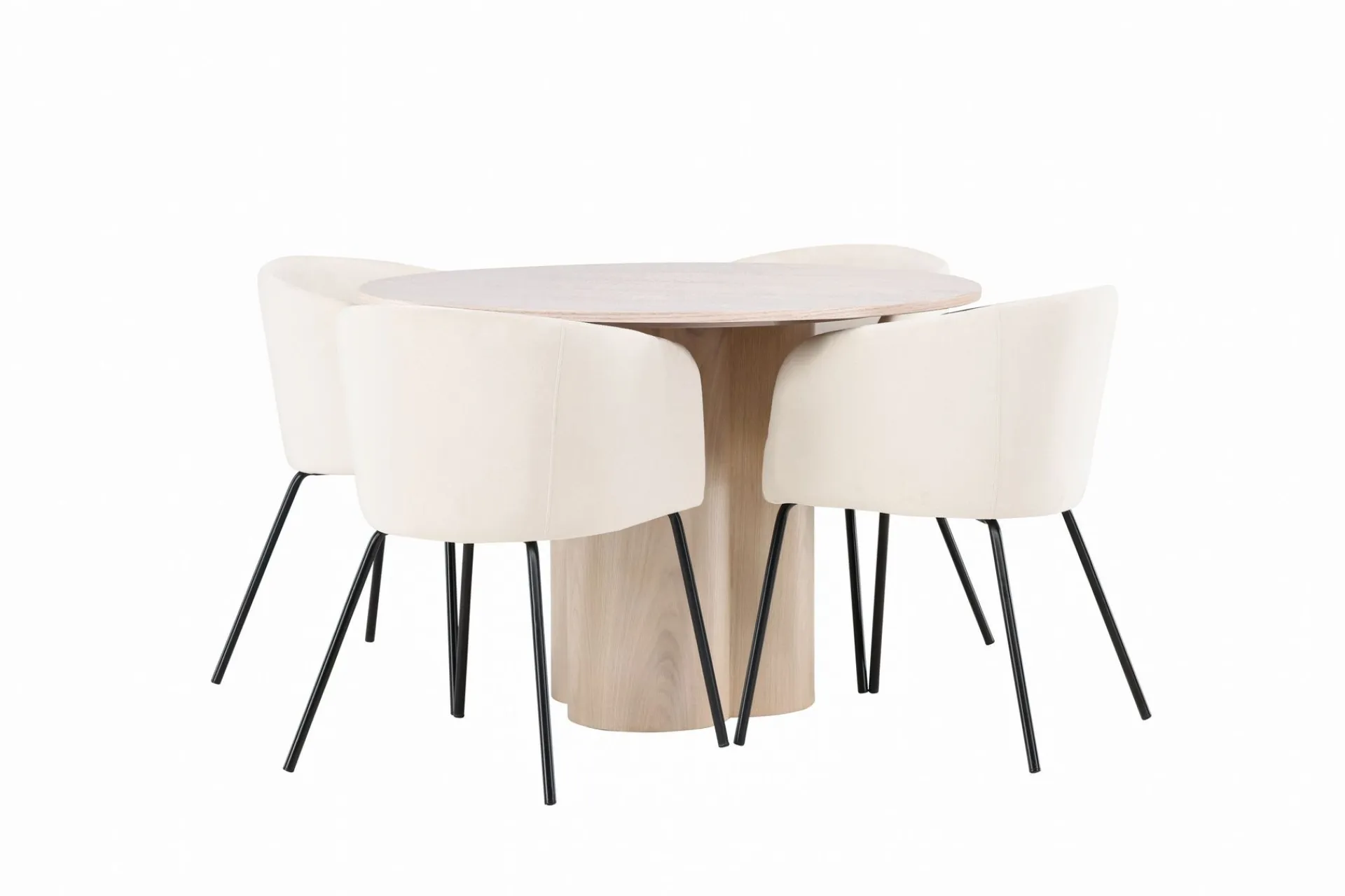Venture Home Spisegrupper-Olivia Matgruppe 110 cm Rund med 4 Berit Stoler Beige,Whitewash