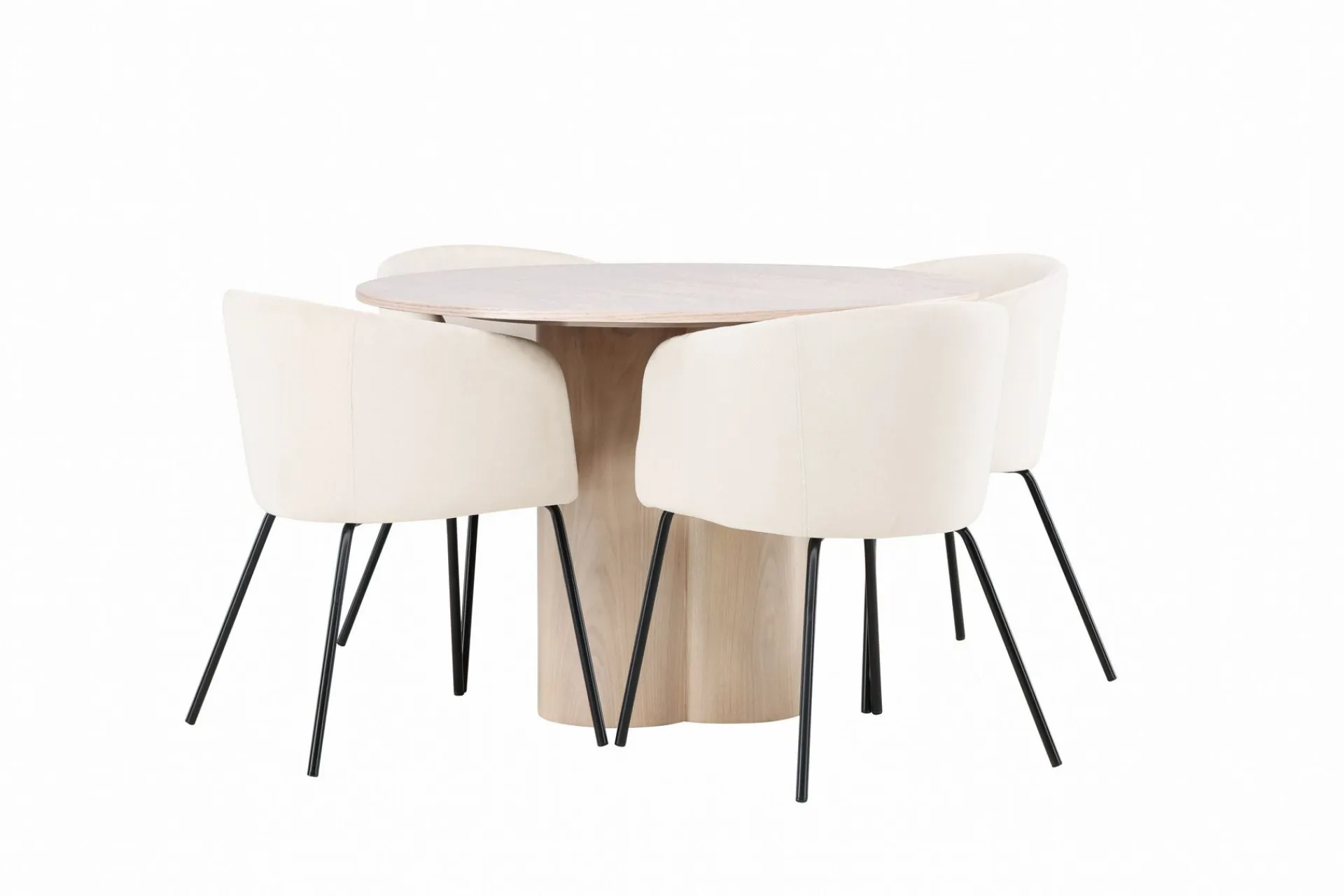 Venture Home Spisegrupper-Olivia Matgruppe 110 cm Rund med 4 Berit Stoler Beige,Whitewash