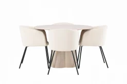 Venture Home Spisegrupper-Olivia Matgruppe 110 cm Rund med 4 Berit Stoler Beige,Whitewash