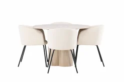Venture Home Spisegrupper-Olivia Matgruppe 110 cm Rund med 4 Berit Stoler Beige,Whitewash
