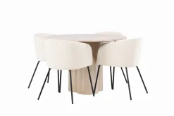 Venture Home Spisegrupper-Olivia Matgruppe 110 cm Rund med 4 Berit Stoler Beige,Whitewash