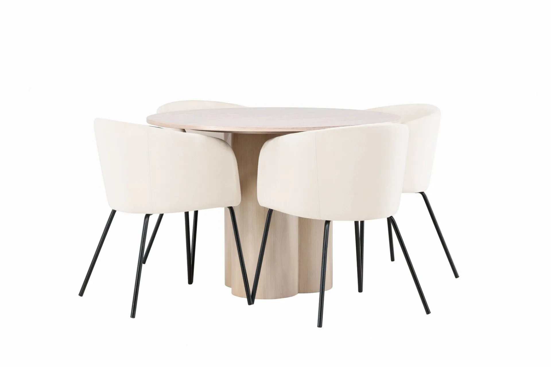 Venture Home Spisegrupper-Olivia Matgruppe 110 cm Rund med 4 Berit Stoler Beige,Whitewash