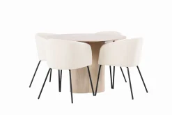 Venture Home Spisegrupper-Olivia Matgruppe 110 cm Rund med 4 Berit Stoler Beige,Whitewash
