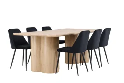 Venture Home Spisegrupper-Olivia Spisegruppe 210 cm Rektangulær med 6 Night stoler White wash/Svart/Svart