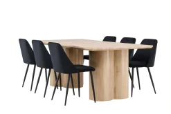 Venture Home Spisegrupper-Olivia Spisegruppe 210 cm Rektangulær med 6 Night stoler White wash/Svart/Svart