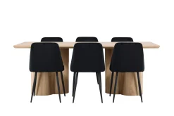 Venture Home Spisegrupper-Olivia Spisegruppe 210 cm Rektangulær med 6 Night stoler White wash/Svart/Svart